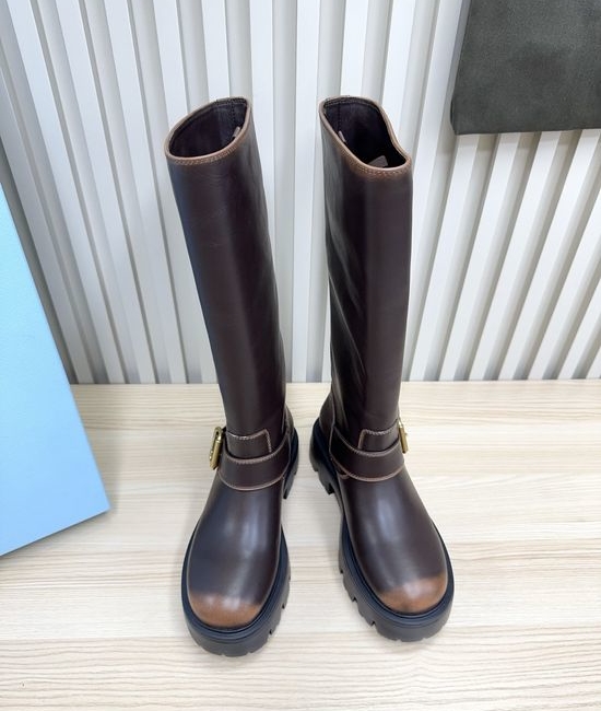 Prada Elegant Comfortable Ankle Boots with Durable Thick Sole