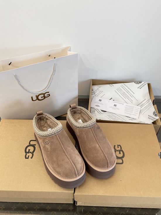 UGG Ethnic Woven Platform Leather Fur Lined Comfort Shoes