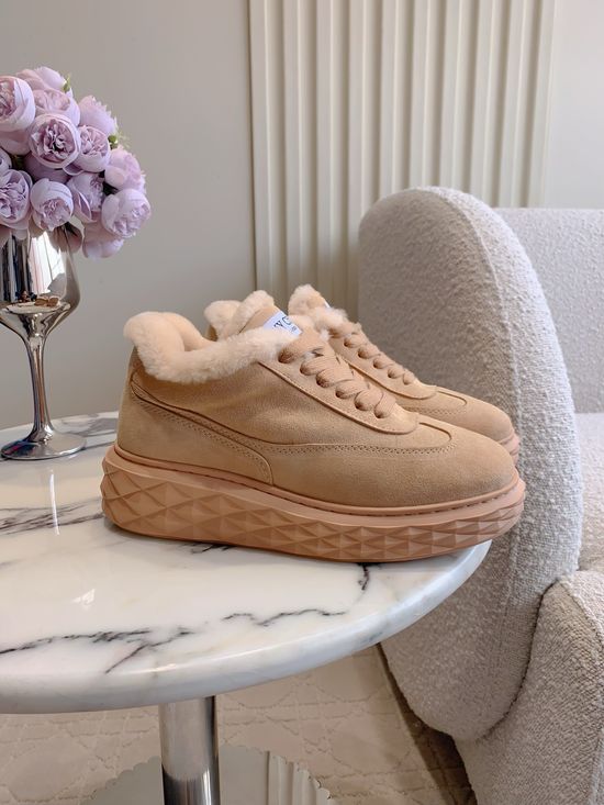 Jimmy Choo Warm Wool Lined Casual Leather Sneakers