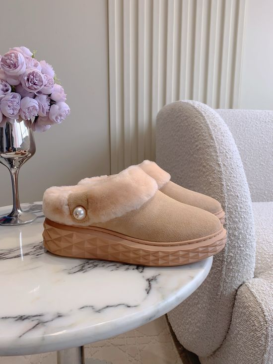 Jimmy Choo Warm Wool Lined Thick Sole Half Slippers