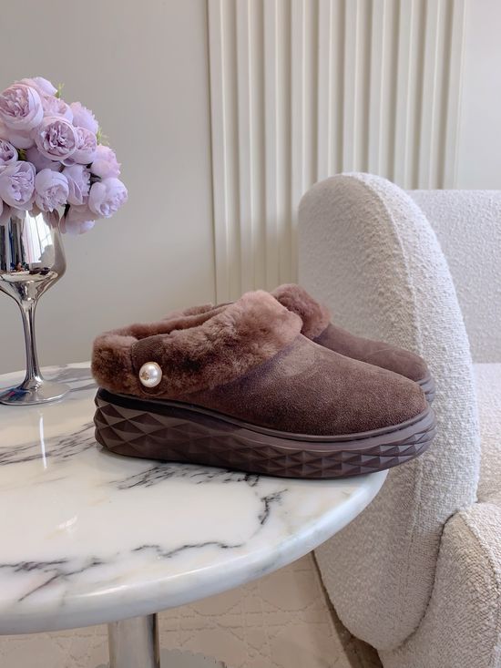 Jimmy Choo Warm Wool Lined Thick Sole Half Slippers