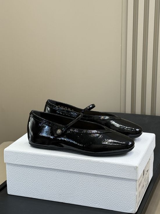 Christian Dior Glossy Leather Mary Jane Shoes With Non-slip Sole