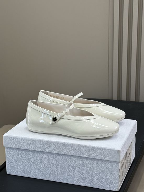 Christian Dior Glossy Leather Mary Jane Shoes With Non-slip Sole