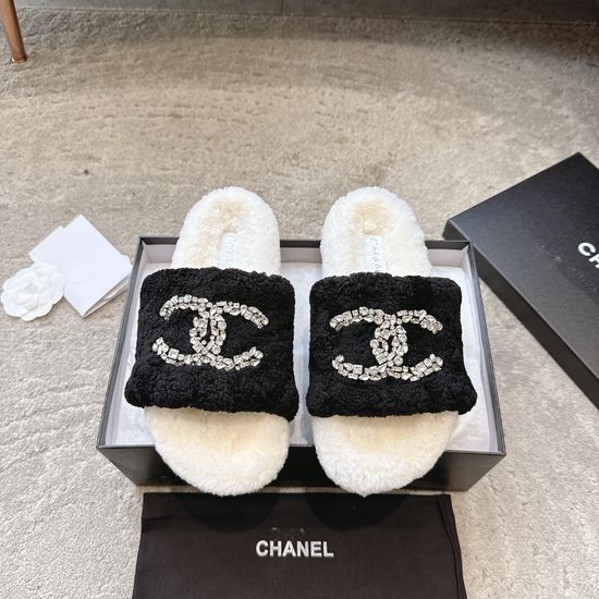Chanel Premium Thick Sole Wool Lined Slippers