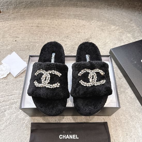 Chanel Premium Thick Sole Wool Lined Slippers