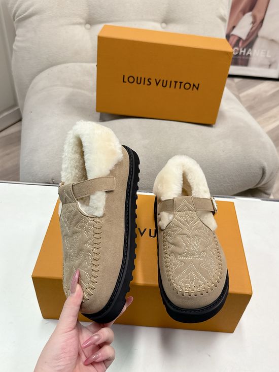 Louis Vuitton Warm Wool Lined Non-Slip Platform Mules