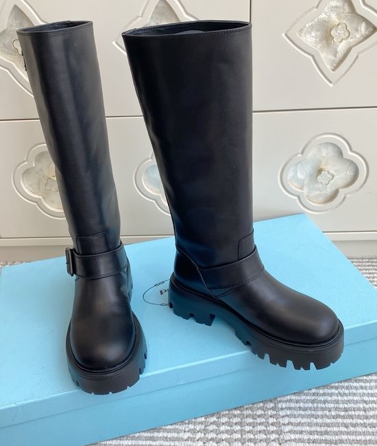 Prada Vintage Leather Chunky Sole Riding Boots
