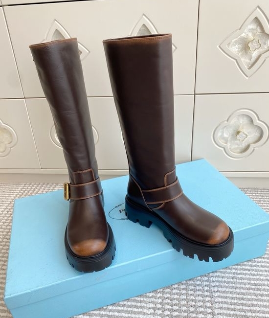 Prada Vintage Leather Chunky Sole Riding Boots