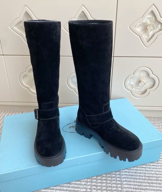 Prada Vintage Leather Chunky Sole Riding Boots