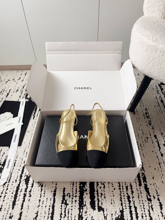 Chanel Luxury Leather Hollow Out Dress Pumps with Metal Buckle