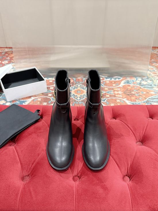 Celine Classic Chunky Heel Leather Ankle Dress Boots
