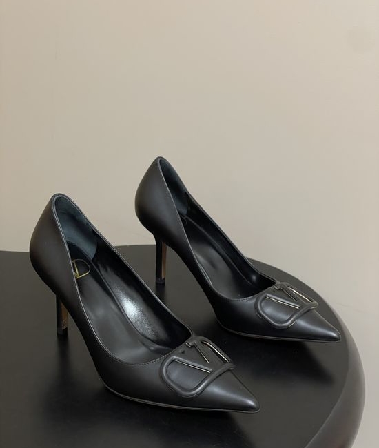 Valentino Signature V Logo Elegant High Heel Shoes with Luxury Finish
