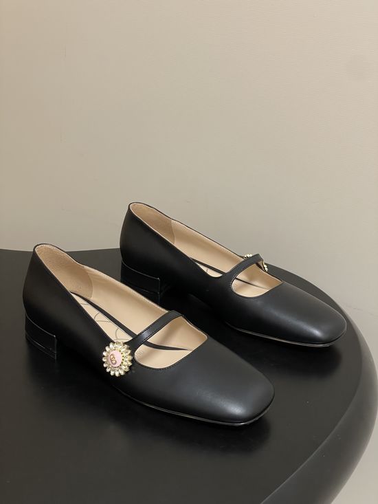 Valentino Classic Mary Jane Flats with Crystal Buckle Detail