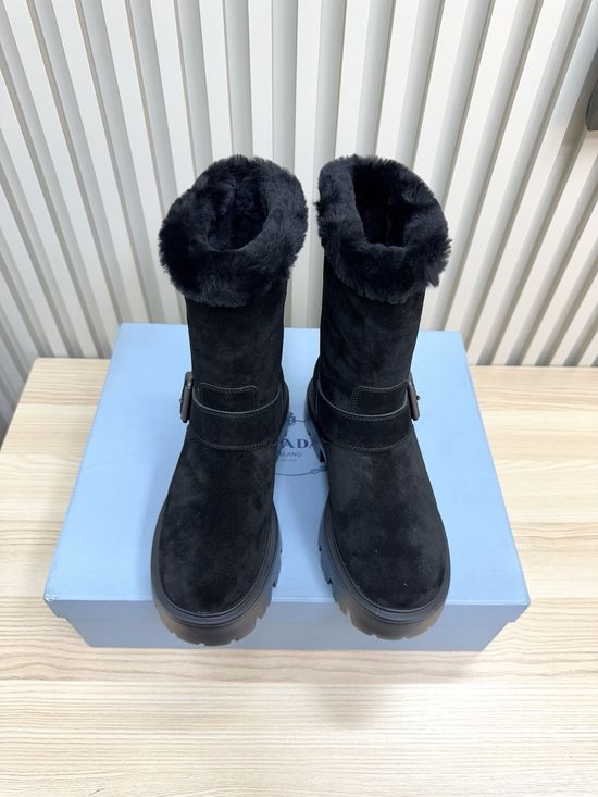 Prada Warm Lined Martin Boots Non Slip Comfortable Durable Footwear