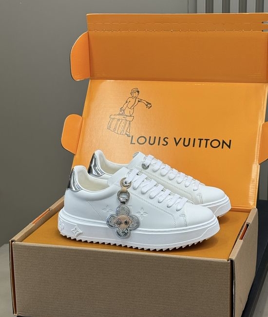 Louis Vuitton LV Premium Leather Platform Sneakers with Decorative Accents