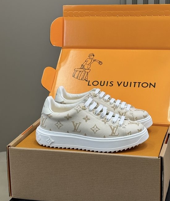 Louis Vuitton LV Premium Leather Platform Sneakers with Decorative Accents