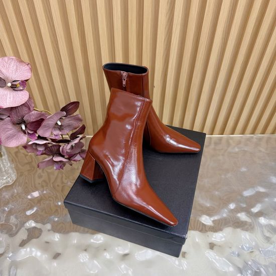 Yves Saint Laurent Premium Patent Leather Wedge Ankle Boots