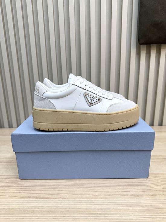 Prada Elevated Platform Sneakers with Premium Leather Finish