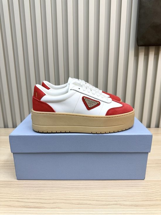 Prada Elevated Platform Sneakers with Premium Leather Finish