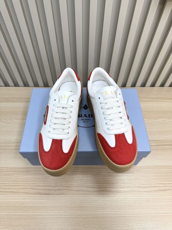 Prada Patent Leather Platform White Sneakers