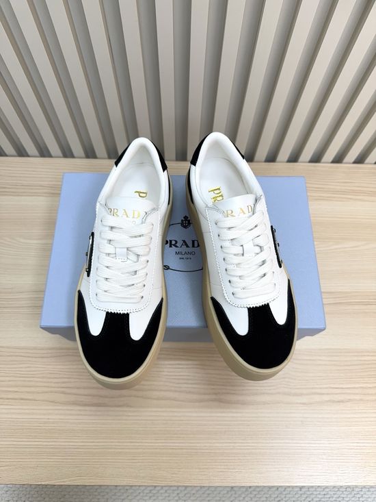 Prada Patent Leather Platform White Sneakers