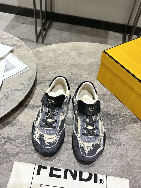 Fendi Suede Lace Up Casual Comfort Sneakers