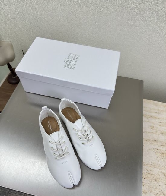 Maison Margiela White Lambskin Split Toe Slingback Shoes Genuine Leather Sole