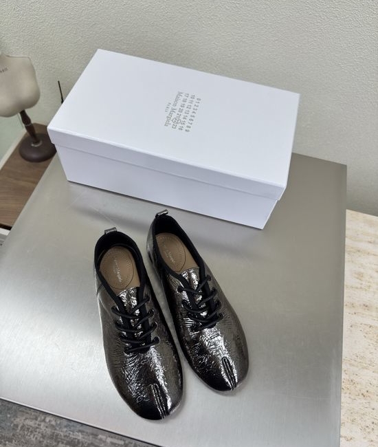 Maison Margiela Metallic Leather Split Toe Slingback Comfortable Casual Shoes