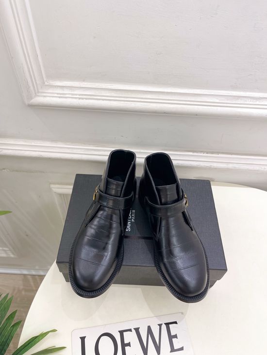 Yves Saint Laurent Eel Skin Short Boots Minimalist Stylish Comfortable Durable Sole