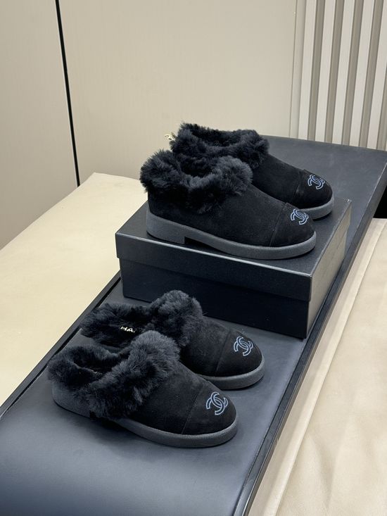 Chanel Wool Lined Winter Boots Soft Suede Anti Skid Warm Footwear