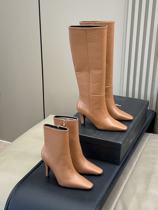 Yves Saint Laurent Genuine Leather Boots Soft Lined Comfortable Non-slip Sole