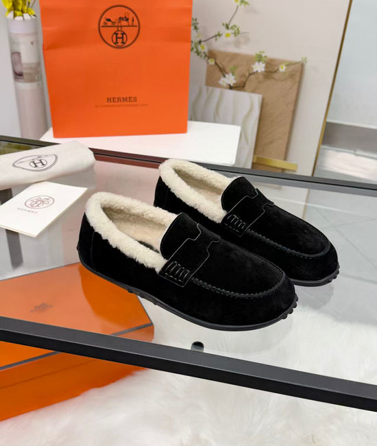 Hermes Suede Upper Fleece Lined Comfort Casual Shoes