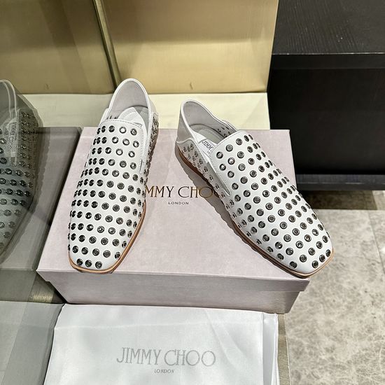 Jimmy Choo Rivet Decor Loafers with Genuine Leather Sole