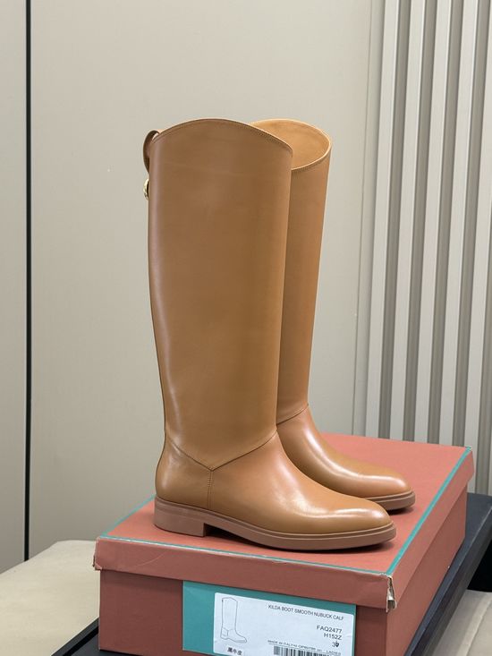 Loro Piana Genuine Leather Calf High Slim Fit Classic Equestrian Boots