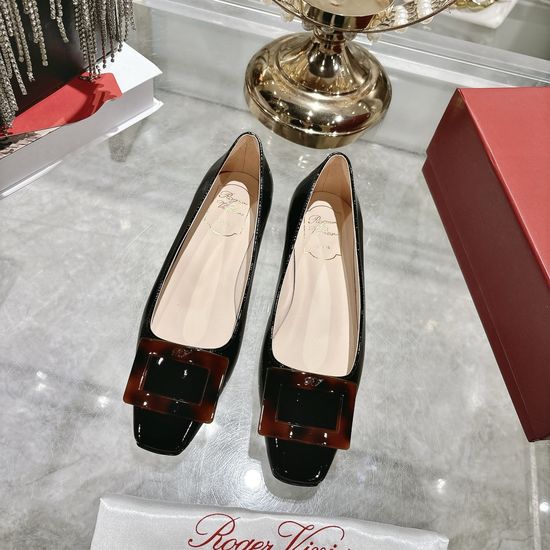 Roger Viver Square Buckle Pointed Toe Low Heel Comfortable Dress Shoes