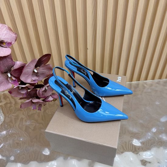Christian Louboutine Elegant Floral Embellished Patent Leather Heels With Red Sole