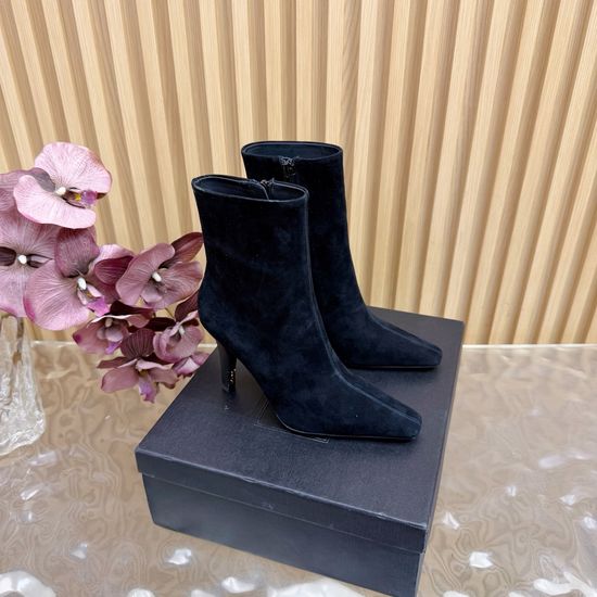 Yves Saint Laurent Sleek Side Zipper High Heel Ankle Boots