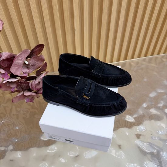 Yves Saint Laurent Classic Logo Loafers with Almond Toe Design