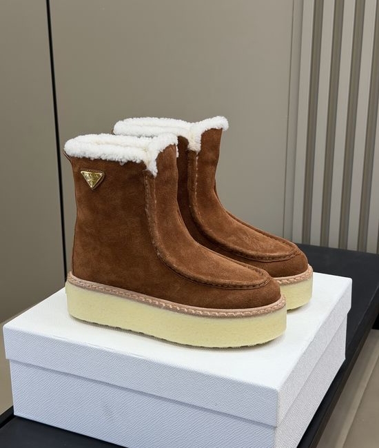 Prada Wool Lined Suede Upper Cozy Warm Casual Fuzzy Shoes