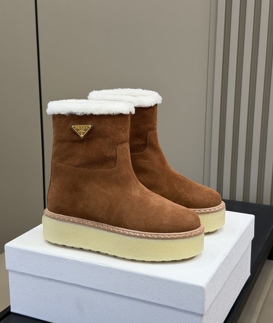 Prada Wool Lined Suede Upper Cozy Warm Casual Fuzzy Shoes