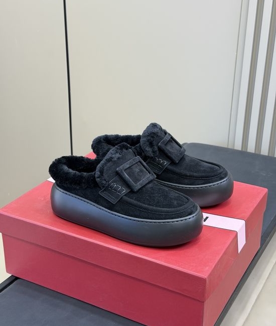 Roger Viver RV Shearling Lined Suede Height Boosting Comfort Slides