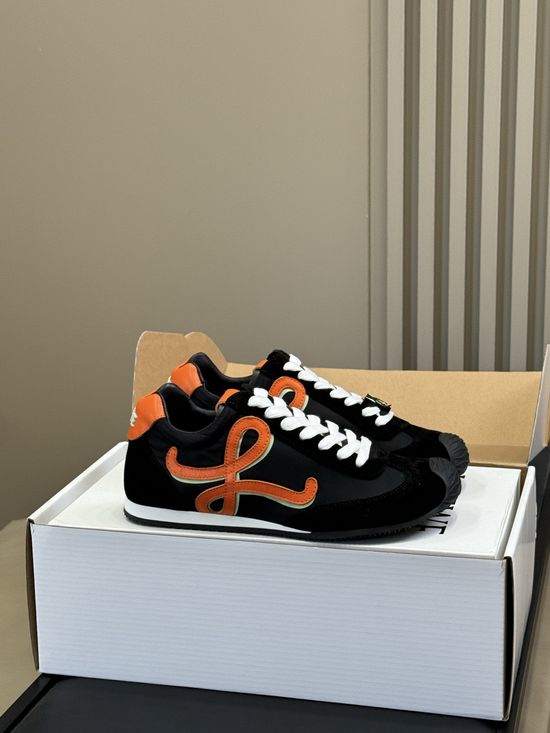 Loewe Premium Leather Canvas Paneled Casual Sneakers