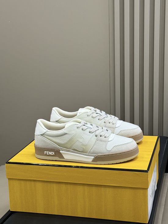 Fendi Color Block Leather Sneakers With Cushioned Non Slip Sole