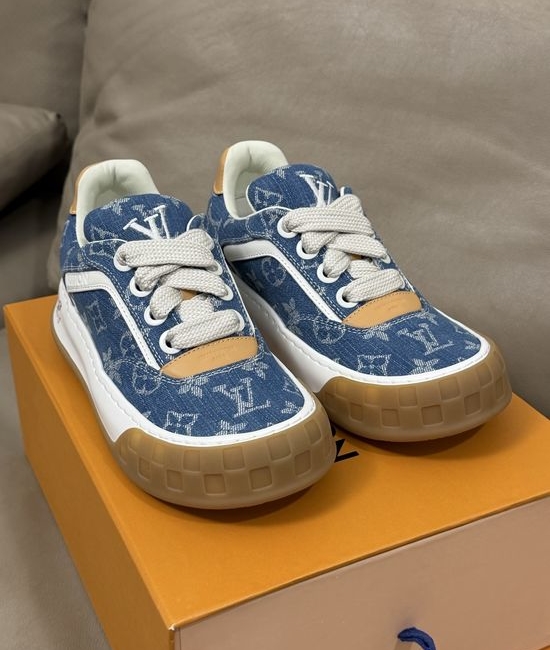 Louis Vuitton LV Suede Leather Platform Sneakers with Embossed Detail