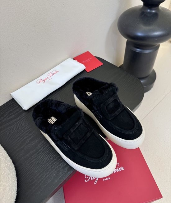 Roger Viver RV Suede Fleece Lined Casual Slip On Shoes With Buckle