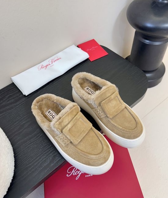 Roger Viver RV Suede Fleece Lined Casual Slip On Shoes With Buckle