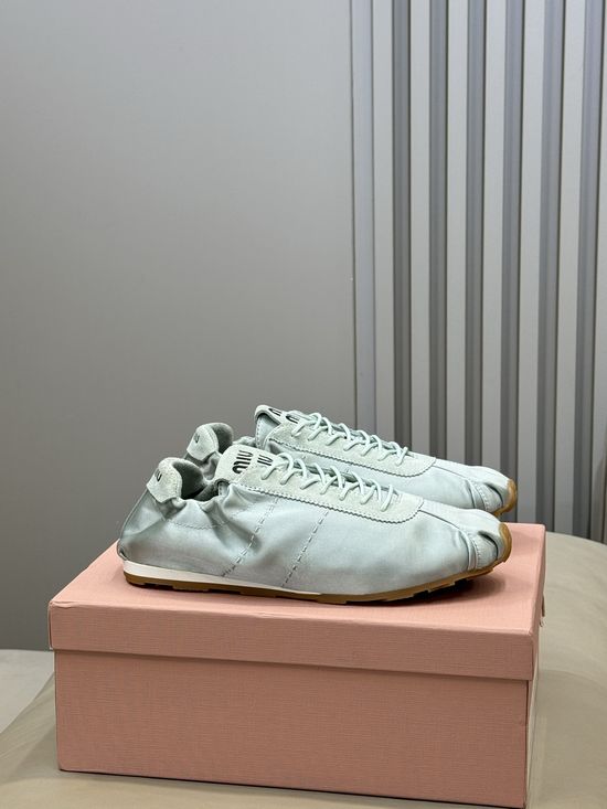Miu Miu Satin Suede Casual Trainers Soft Lined Comfortable Everyday Shoes