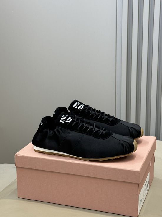 Miu Miu Satin Suede Casual Trainers Soft Lined Comfortable Everyday Shoes