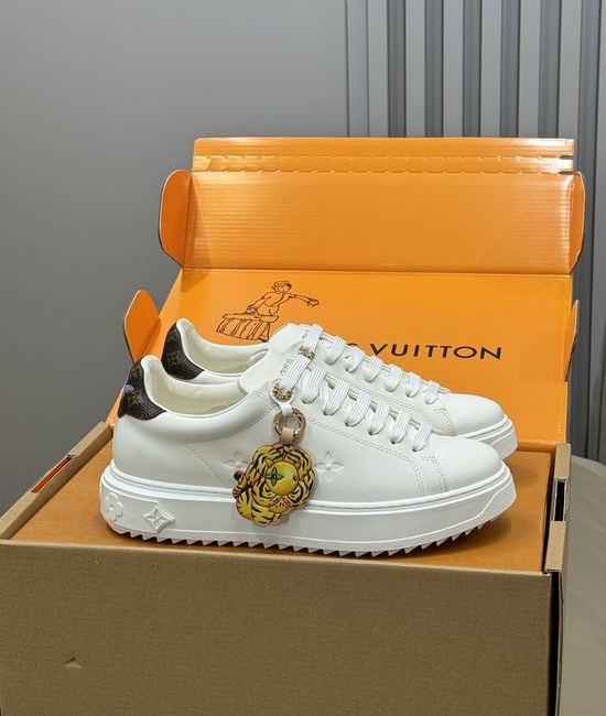 Louis Vuitton LV Premium Leather Platform Sneakers with Decorative Accents