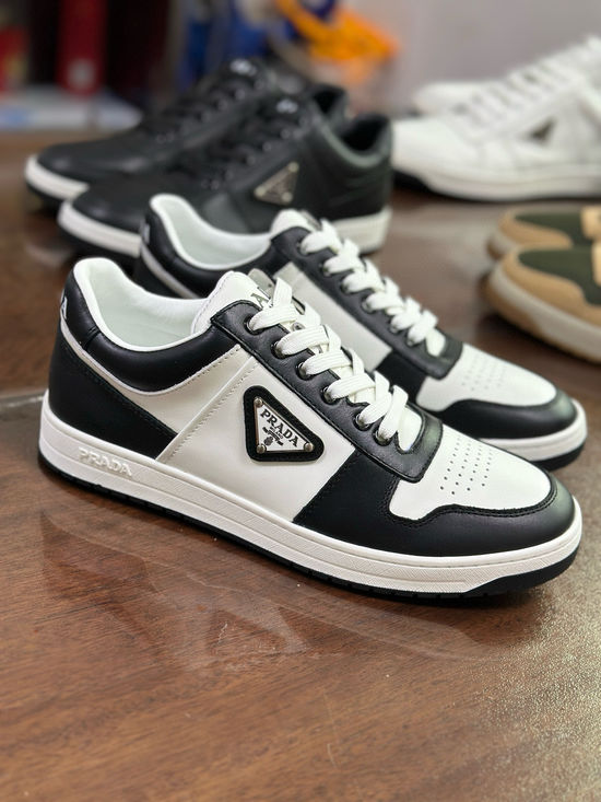 Prada Premium Leather Sneakers with Lightweight Flexible Sole